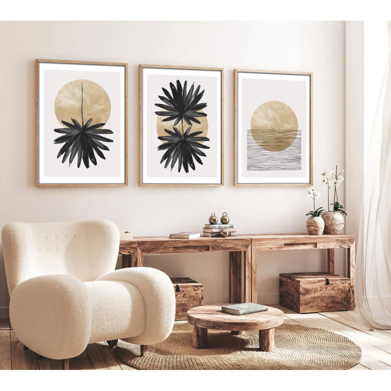 Élégantes peintures décoratives en panneau de fibres à densité moyenne (3 pièces), 8 x 12 pouces chacune | 100% panneau de fibres à densité moyenne avec une épaisseur de 0,1 pouce et 100% des cadres en bois massif avec une épaisseur de 1 pouce | Parfait pour le salon, la chambre à coucher et le bureau