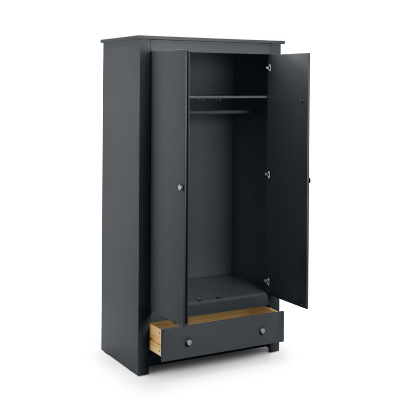 Payeur 2 Door Solid Wood Wardrobe, Black