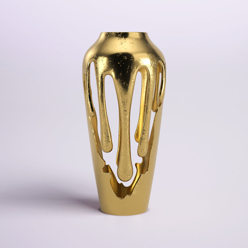 Vase décoratif Moderna, Or, H 15,4 po x l 7,05 po x P 6,95 po