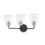 3 lumières 23 po Éclairage pour meuble-lavabo moderne noir mat et doré-81643070