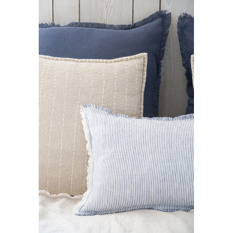 Luxe Lumbar Pillow Cover & Insert, Chambray Blue/White