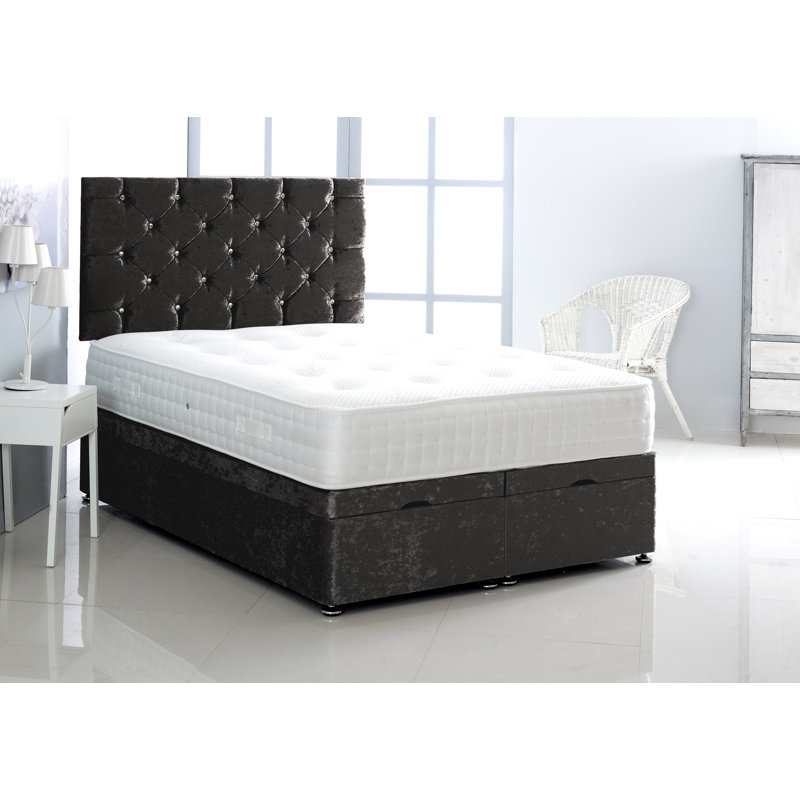Tiana Upholstered Ottoman Storage Bed, Black, Small Double (4')