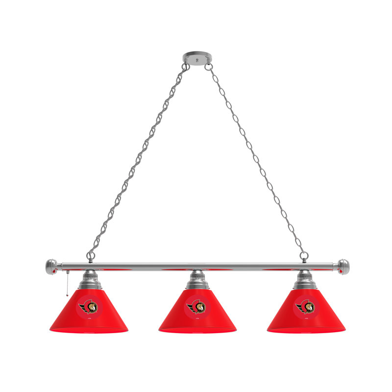 Luminaire suspendu 3 lumières NHL, Chrome, Ottawa Senators