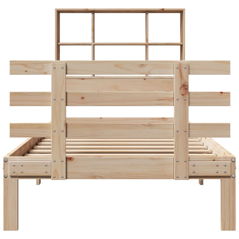 Daryanani Solid Wood Bed Frame, 135 x 190 cm, Natural