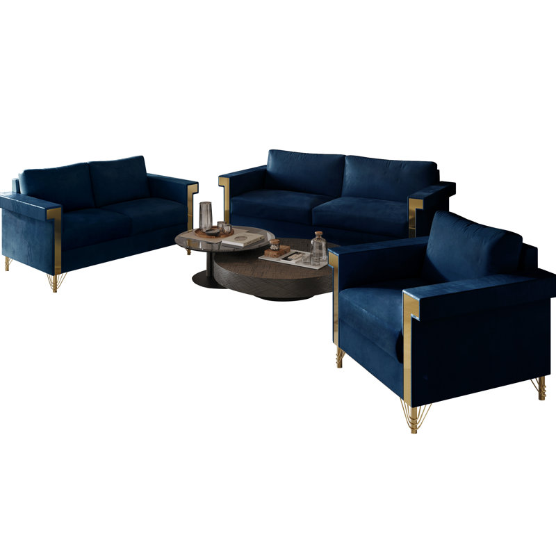 Snaresbrook 3 - Piece Living Room Set, Midnight Blue