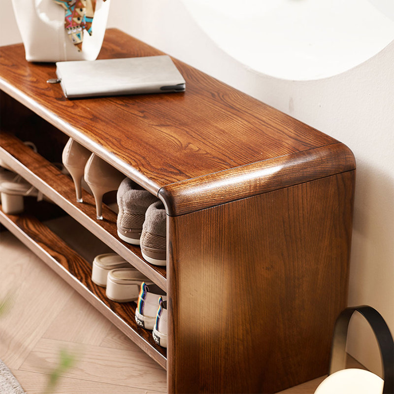 Banc à langer tout en bois brun, H 15,75 po x l 39,37 po x P 13,78 po