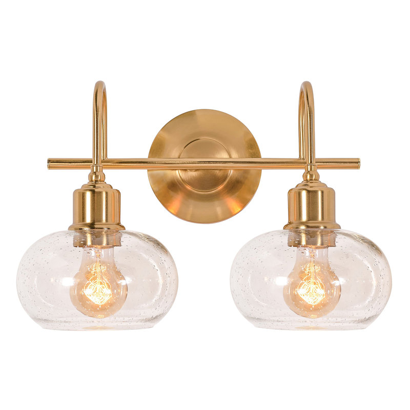 2 - Light Dimmable Vanity Light, Vintage Gold
