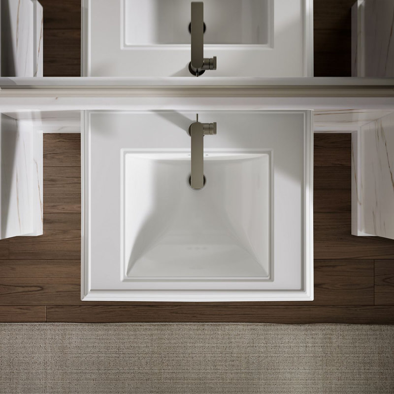Memoirs Rectangular Pedestal Bathroom Sink with Overflow, White, Single Hole Faucet