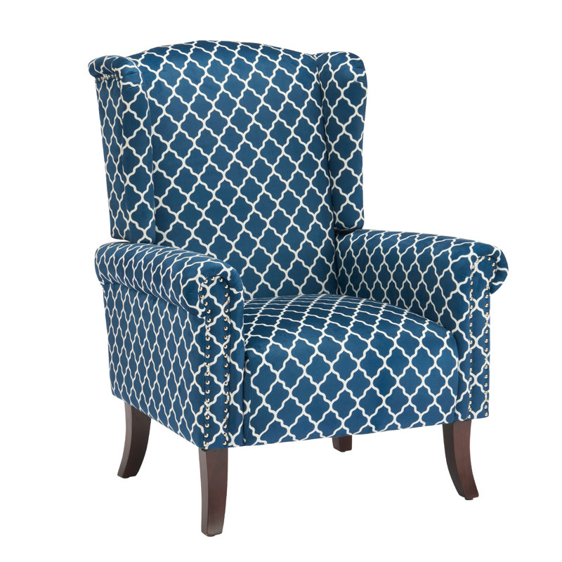 31.5"Wide Wing Back Upholstered Armchair With Nailhead Trim