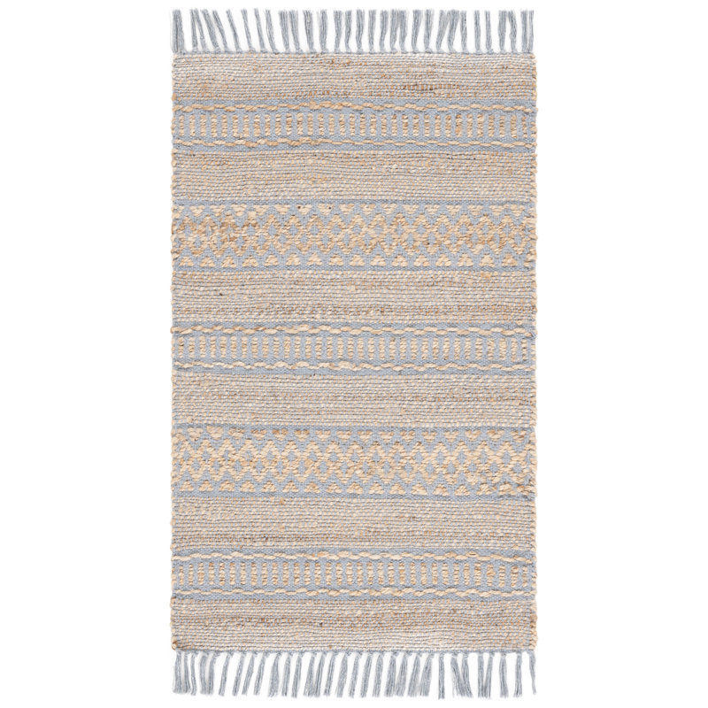 Natural Fiber 123 Hand Woven 50% Jute; 50% Cotton Geometric Shapes Rug, Rectangle 8' x 10'