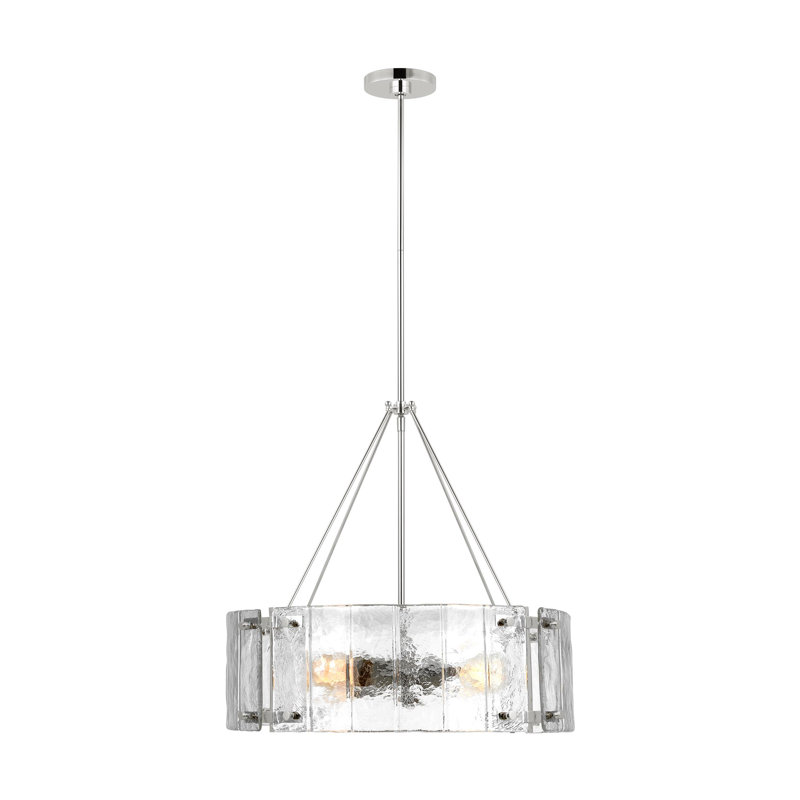 4 - Light Dimmable Drum Chandelier, Polished Nickel