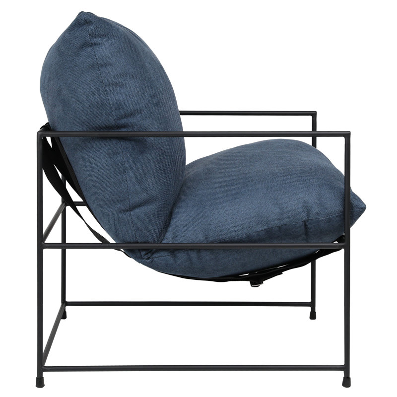 Inska Black Iron Hammock Style Occasional Chair, Green, 33" H x 28" W x 32" D