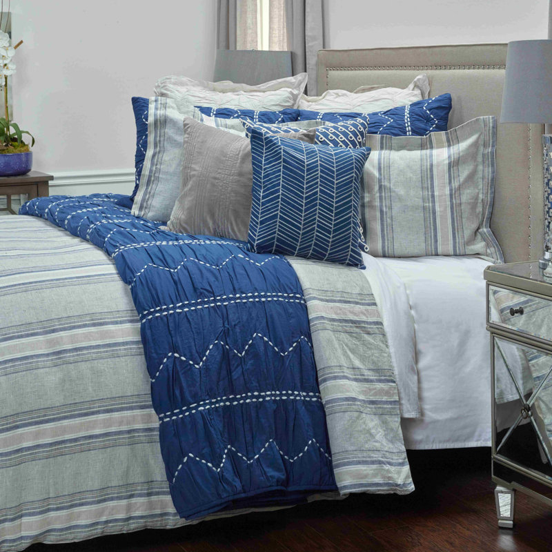 Dorian Linen Pillow Sham, King, Blue/Gray