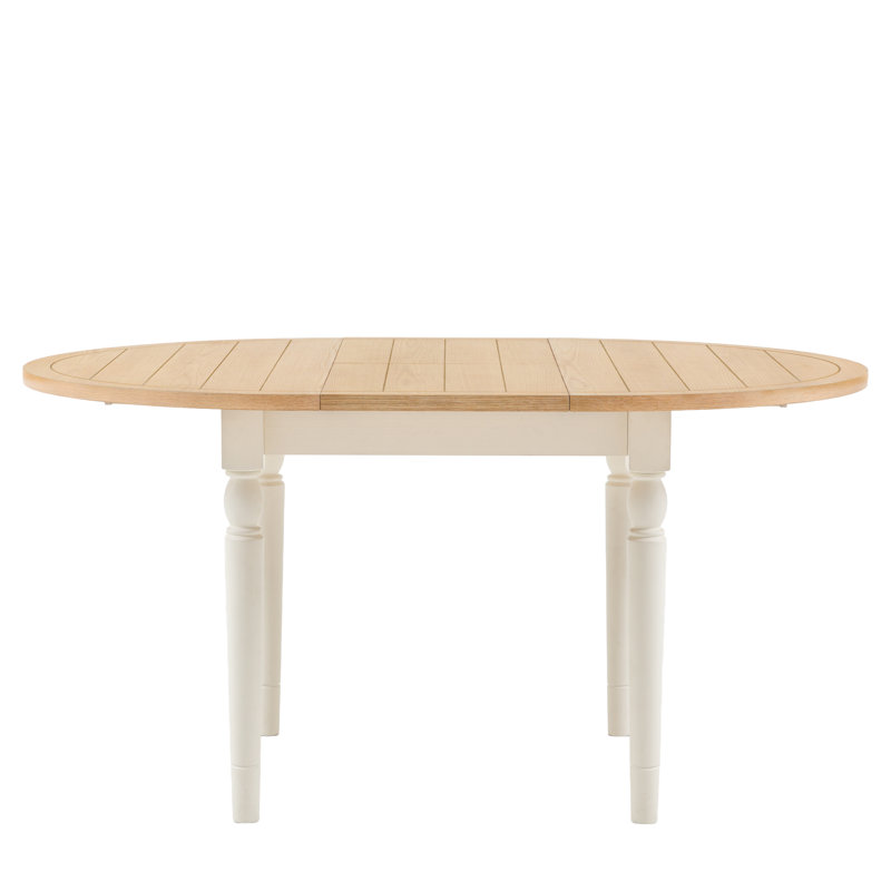 Extendable Oak Solid Wood Base Dining Table, White