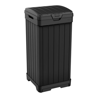 Keter 39 Gallon Manual Lift Waste And Recycling Trash Bin With Drip Tray Made of Durable Weather-resistant Resin