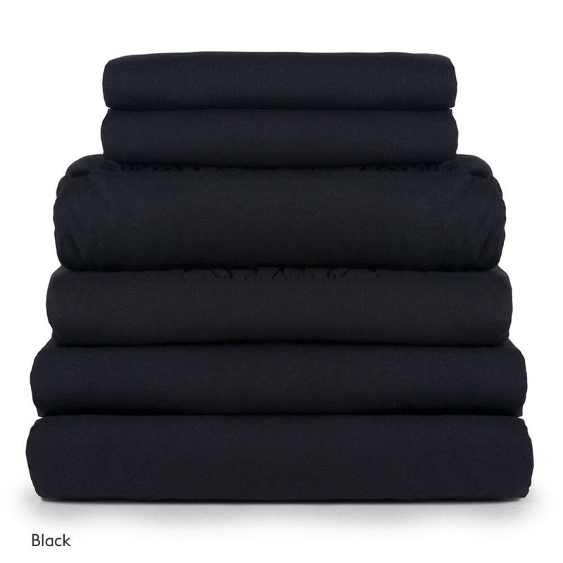 Rikesh Cotton Blend Standard Flat Sheet, Black