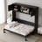 Full Size Black Murphy Bed with Storage Cabinets, Foldable Wall Bed with Shelves