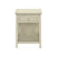 Table de chambre à coucher à 2 niveaux avec placage blanc antique et tablette de rangement
