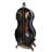 31.1" Black & Gold Trimmed Oak Violin-Shaped Solid Wood Wine Cabinet, Luxury Carved Glass Double-Door Living Room Display Cabinet