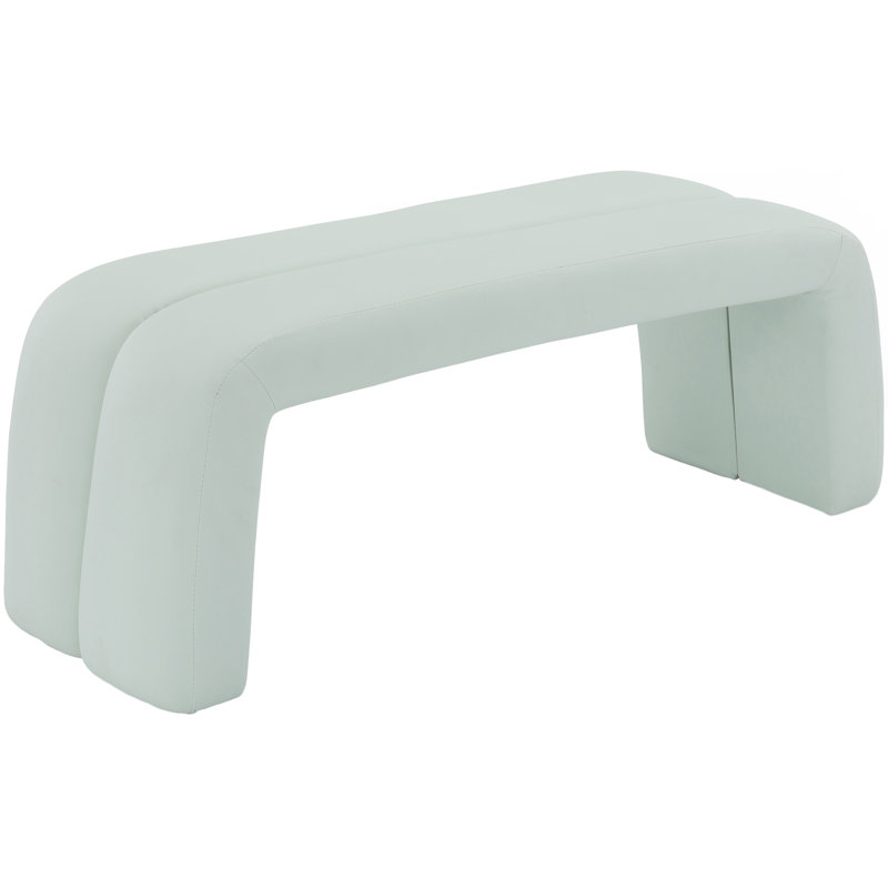 Ishanjeet Arc Vegan Leather Upholstered Bench, Mint Vegan Leather