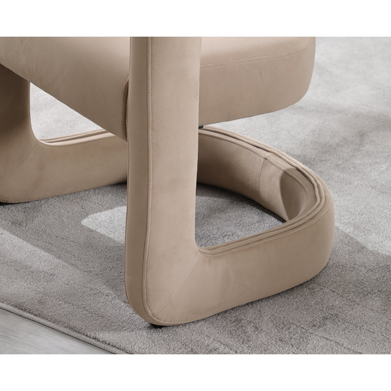 Upholstered Barrel Dining Chair With Hollow Back, Modern Solid Wood Dining Chair, Comfy Side Chair For Dining Room/Living Room