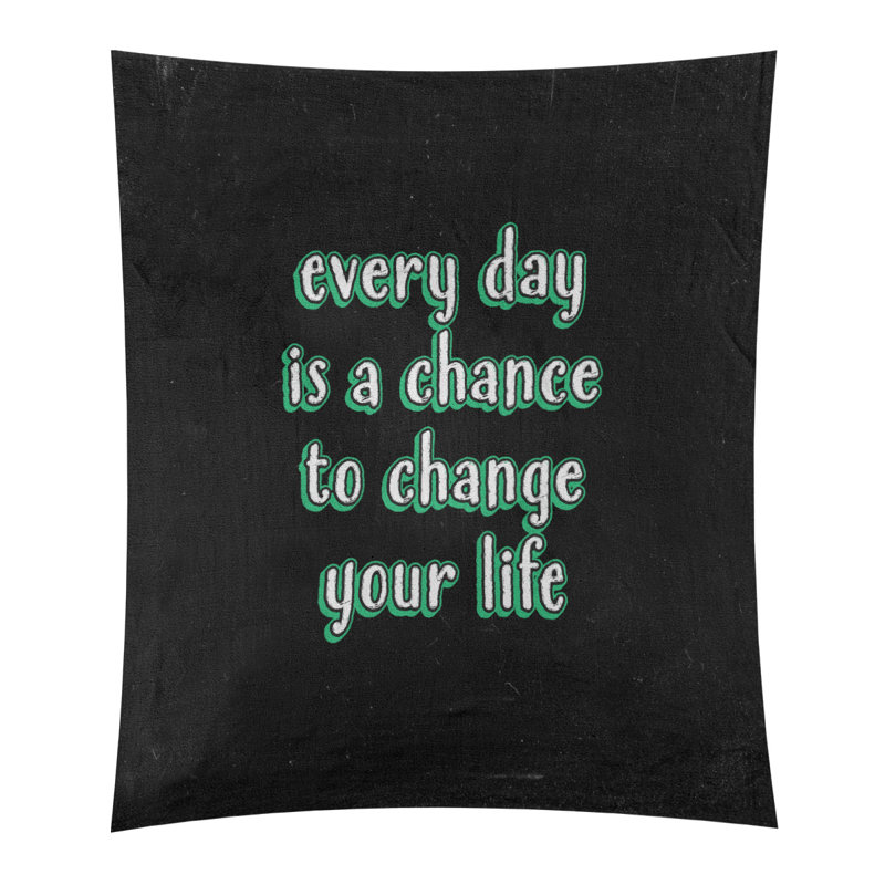 Polyester changer votre citation à vie tableau noir tapisserie, H 27,5 po x l 37,5 po, Vert