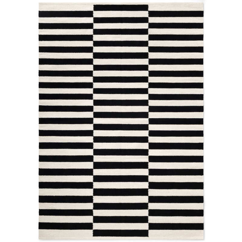 Donna Wool Rug by Hanse Home - Natural Living Room Rug, Handwoven & Eco-Friendly, Geometric Stripe Design for Living Room, Bedroom, Hallway