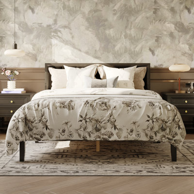 Wood Platform Bed With Soft-Padded Headboard