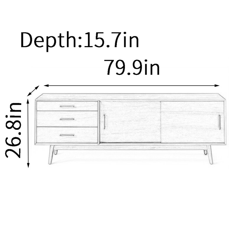 La télévision américaine moderne et simple, H 26,8 po x L 79,9 po x l 15,7 po