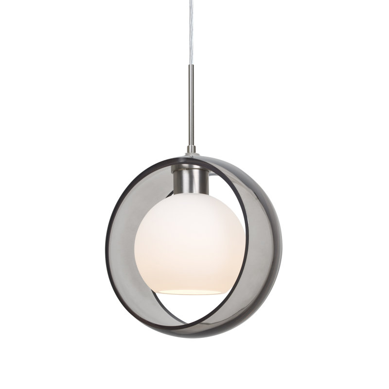 Luminaire suspendu géométrique 1 lumières simple Spigner, Fumée, Nickel satiné