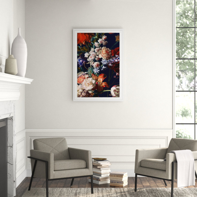 Oversized Floral' Framed Print on Glass