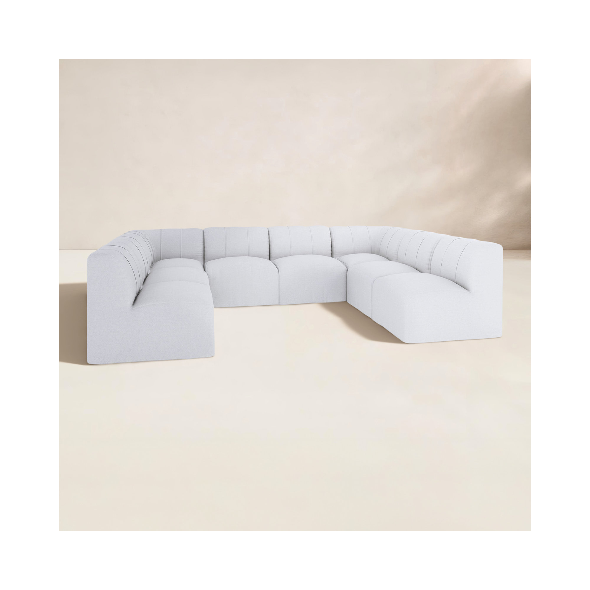 Praia 124" Sunbrella Outdoor U Sectional, Canvas White Sunbrella® Canvas