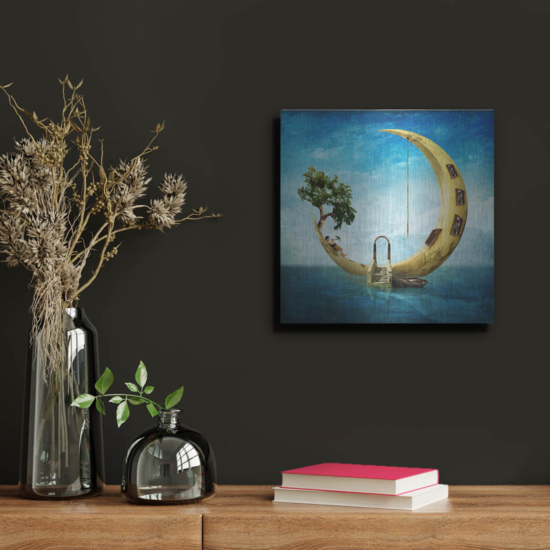 Art mural en métal «Home Sweet Moon» par Diogo Verissimo, Red Barrel Studio®