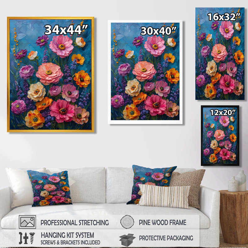 Reproduction d'art mural rose mauve frénésie - II, Toile encadrée noire simple, H 16 po x l 32 po x P 1 po