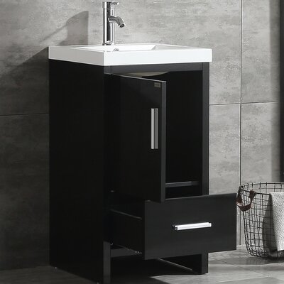 wonline 18'' Single Bathroom Vanity with Manufactured Wood Top ...