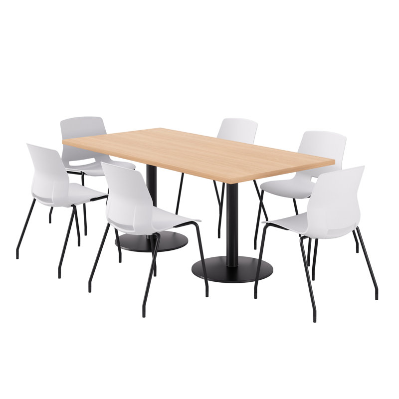 Ensemble repas pour 6 personnes, Érable, Blanc / noir