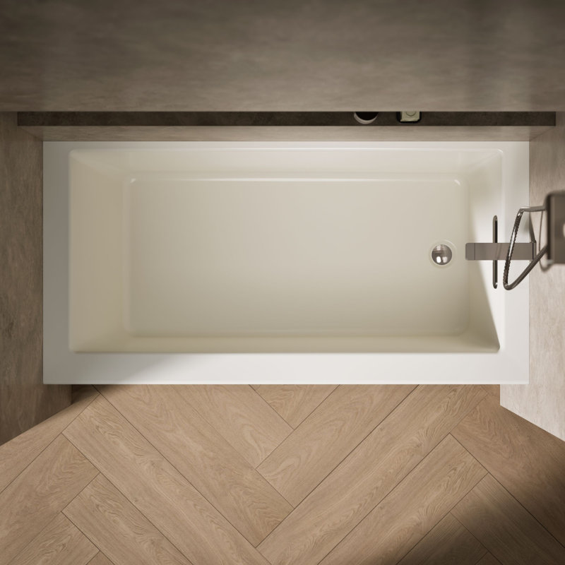 Underscore® 60" x 30" Rectangular Alcove Soaking Bathtub with Slotted Overflow and Integral Apron, Biscuit, Right