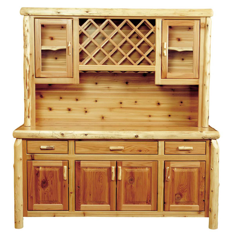 Fireside Lodge Cedar Log 75-inch Buffet & Hutch - with Wine Rack, Natural