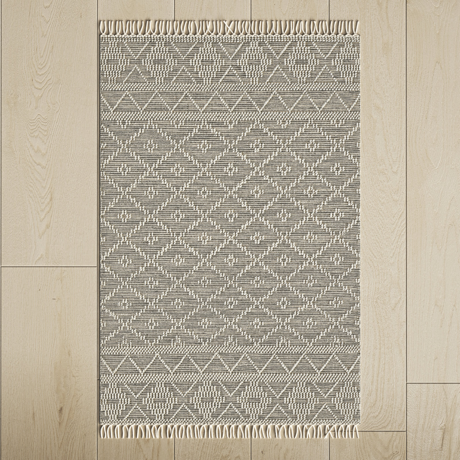 Alyson Handmade Beige/Gray Rug, Rectangle 2' x 3'