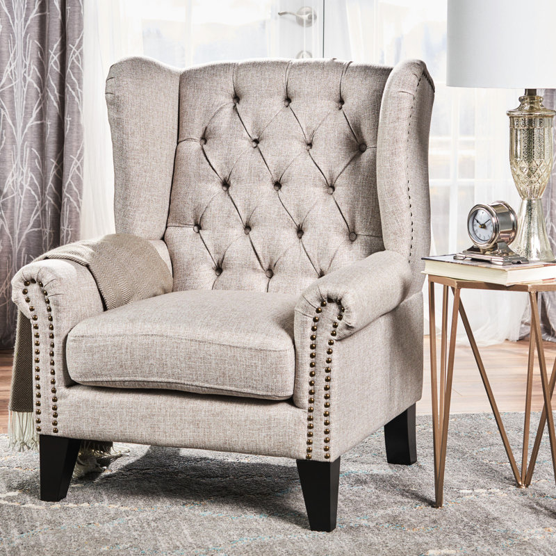 Chaise d'appoint intrigante - beige avec détails