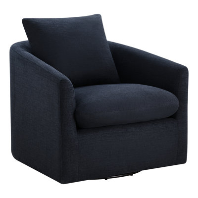 Ebern Designs Linen Swivel Barrel Chair