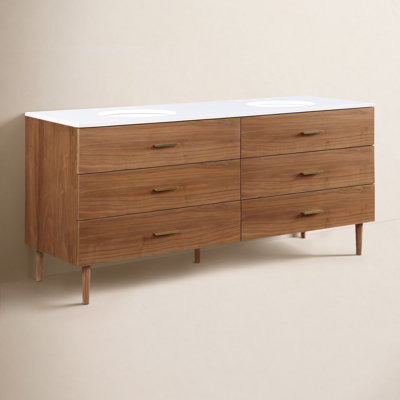 Dondi 72" Walnut Double Bathroom Vanity