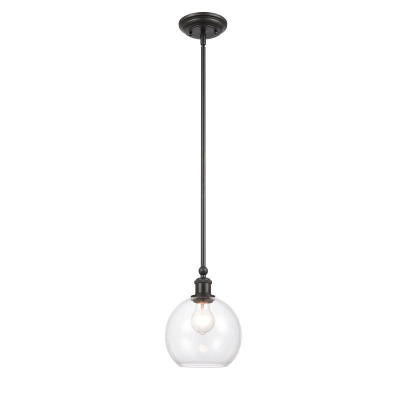 Luminaire suspendu sphère 1 lumière, H 10 po x l 8 po x P 8 po, Transparent
