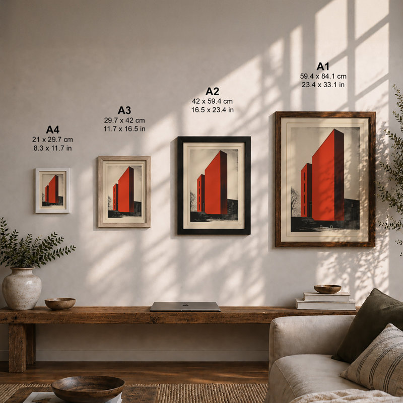 Modernist Structure Industrial - Print, A2 - 59.4 x 42.0 cm, Walnut
