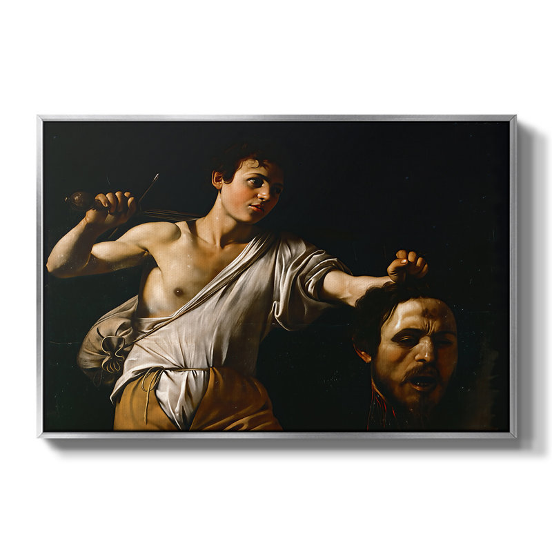 David avec la tête de Goliath (version de Vienne), v. 1607 - Toile tendue avec châssis Caravaggio, 24 po x 36 po, Argent