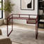 Bureau Yasin avec dessus en verre et fini rouge