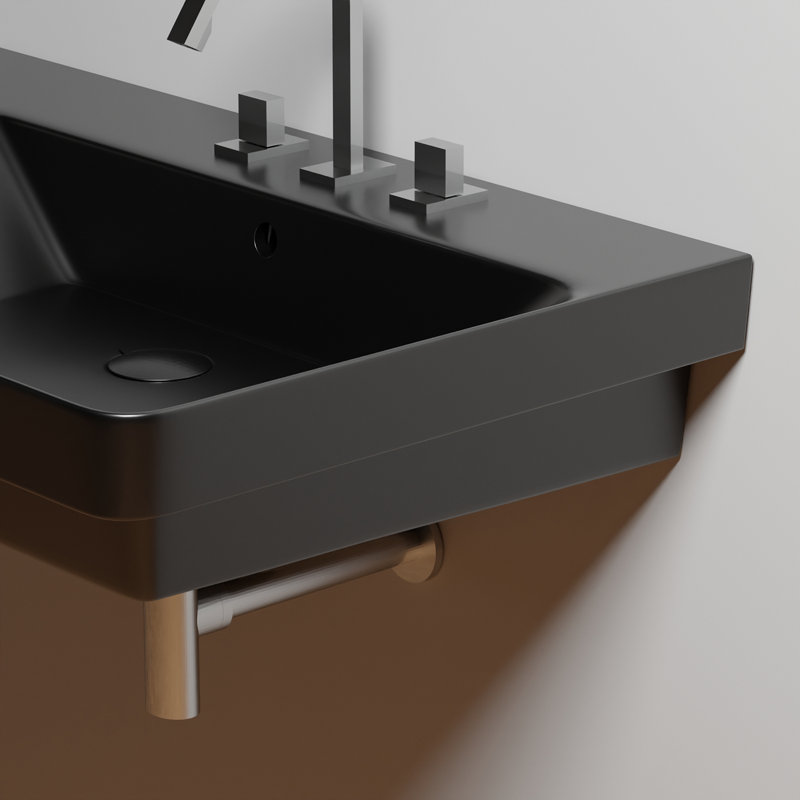 Luxury 47'' L Bathroom Sink, 8" Centers, Matte Black