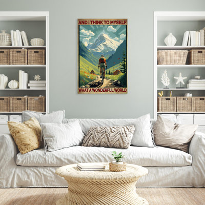 Cycling What A Wonderful World - 1 Piece Rectangle Graphic Art Print On Wrapped Canvas