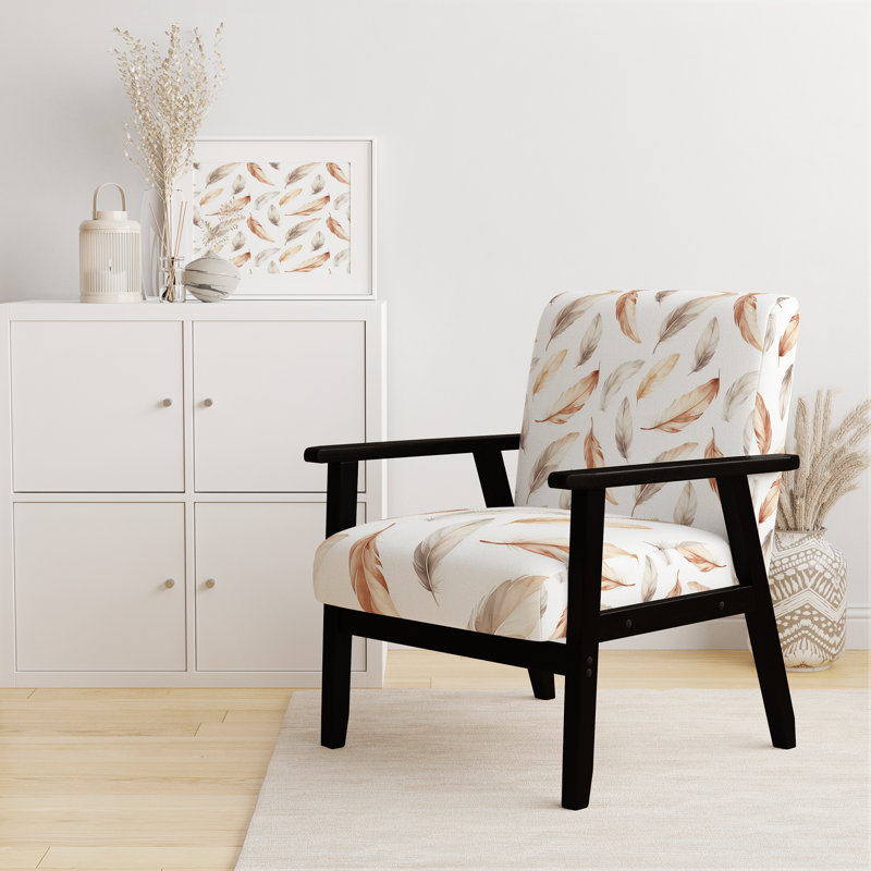 Chaise rembourrée Floral, Accoudoirs carrés noirs