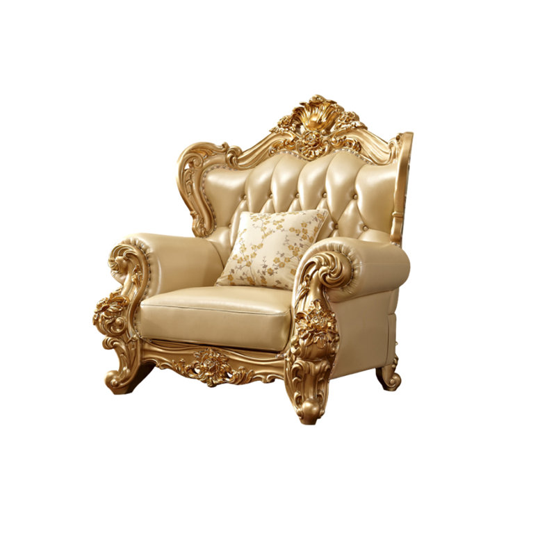 American Living Room Solid Wood Luxury Sofa Chair Leather Armchair